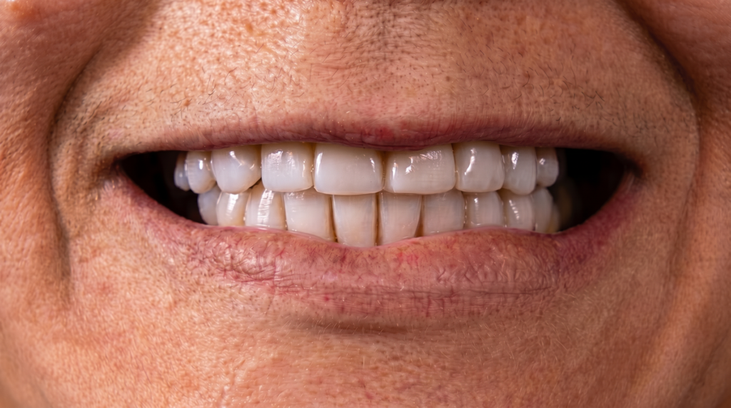 Sonrisa de paciente con diseño en resina