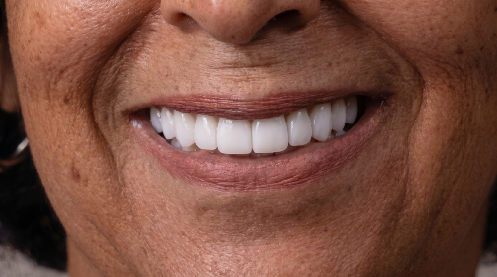 Sonrisa de paciente con diseño en resina